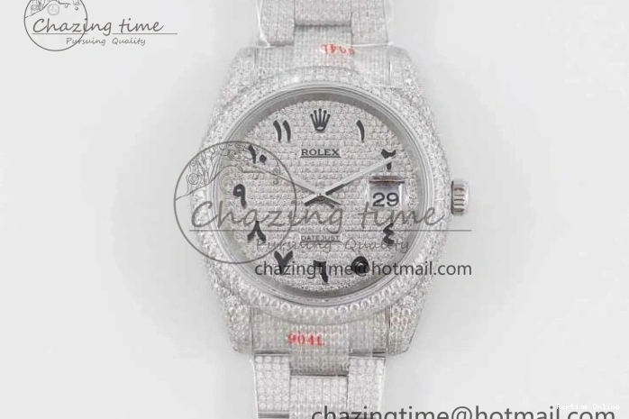 0212 Datejust 41 SS Full Diamonds TWF 1:1 Best Edition Arabic Markers Dial on Bracelet A Sporty 2395